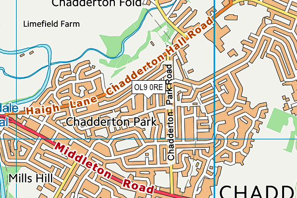 OL9 0RE map - OS VectorMap District (Ordnance Survey)