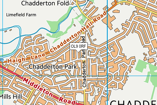 OL9 0RF map - OS VectorMap District (Ordnance Survey)