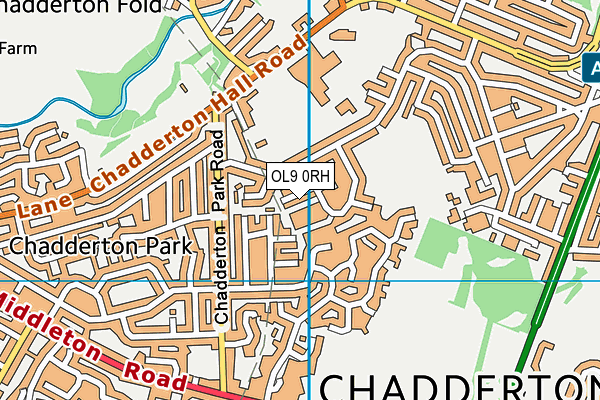 OL9 0RH map - OS VectorMap District (Ordnance Survey)