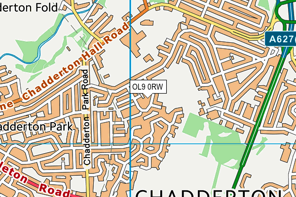 OL9 0RW map - OS VectorMap District (Ordnance Survey)