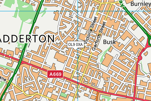 OL9 0XA map - OS VectorMap District (Ordnance Survey)