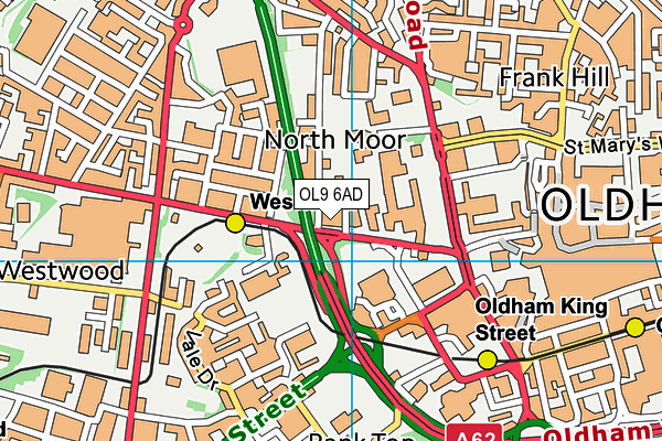 OL9 6AD map - OS VectorMap District (Ordnance Survey)