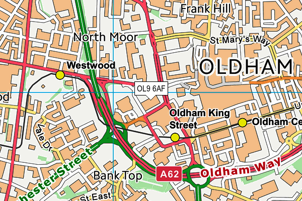 Oldham Leisure Centre map (OL9 6AF) - OS VectorMap District (Ordnance Survey)