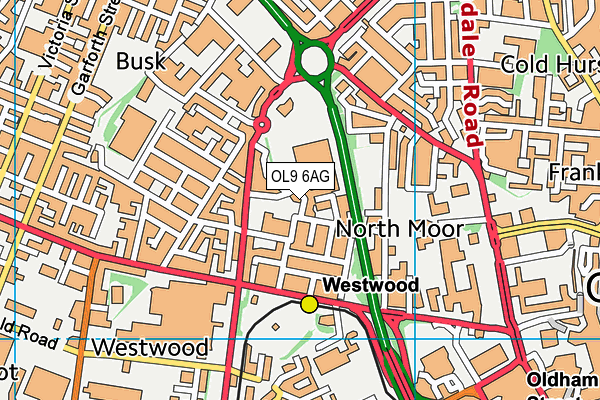 OL9 6AG map - OS VectorMap District (Ordnance Survey)