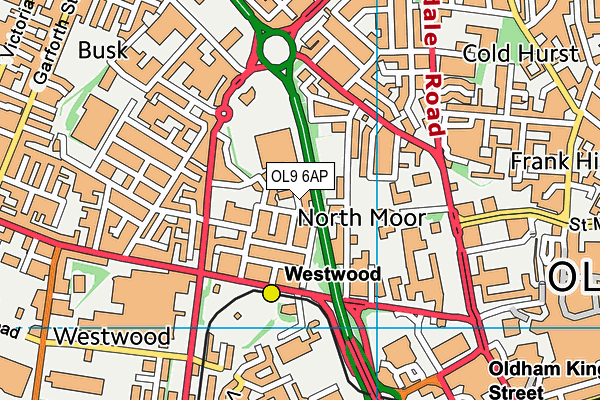 OL9 6AP map - OS VectorMap District (Ordnance Survey)