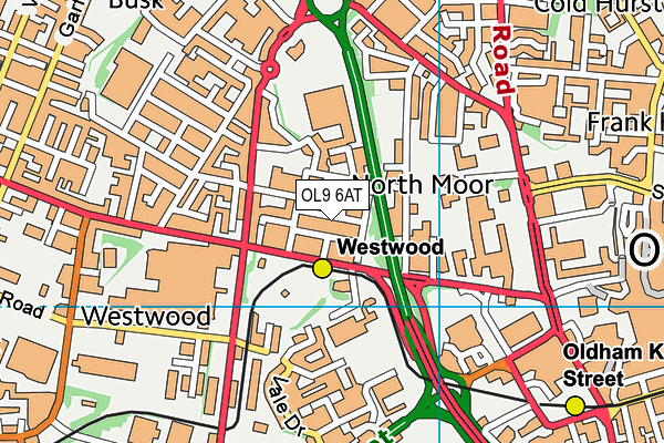 OL9 6AT map - OS VectorMap District (Ordnance Survey)