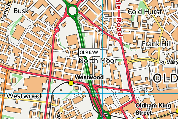 OL9 6AW map - OS VectorMap District (Ordnance Survey)