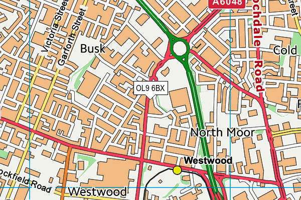 OL9 6BX map - OS VectorMap District (Ordnance Survey)