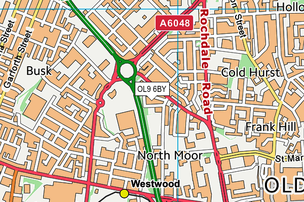 OL9 6BY map - OS VectorMap District (Ordnance Survey)