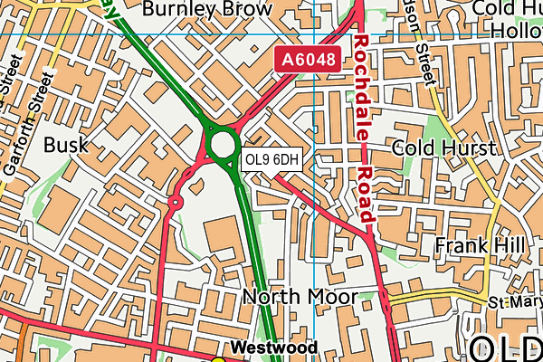 OL9 6DH map - OS VectorMap District (Ordnance Survey)