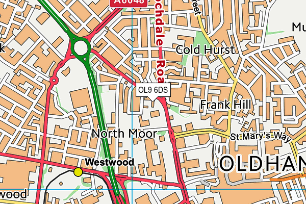 OL9 6DS map - OS VectorMap District (Ordnance Survey)