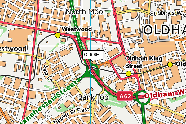 OL9 6ET map - OS VectorMap District (Ordnance Survey)