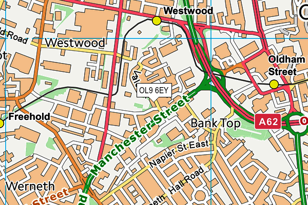 OL9 6EY map - OS VectorMap District (Ordnance Survey)