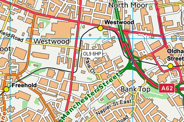 OL9 6HP map - OS VectorMap District (Ordnance Survey)