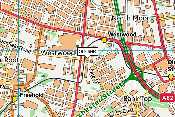 Westwood High map (OL9 6HR) - OS VectorMap District (Ordnance Survey)