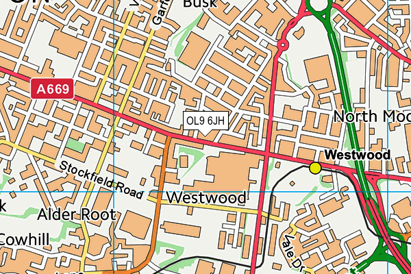 OL9 6JH map - OS VectorMap District (Ordnance Survey)