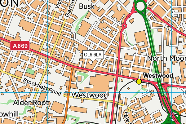 OL9 6LA map - OS VectorMap District (Ordnance Survey)