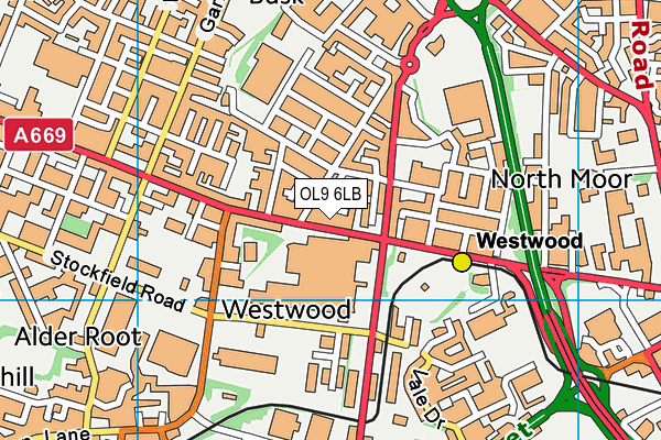 OL9 6LB map - OS VectorMap District (Ordnance Survey)