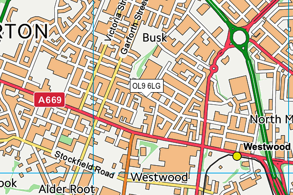 OL9 6LG map - OS VectorMap District (Ordnance Survey)