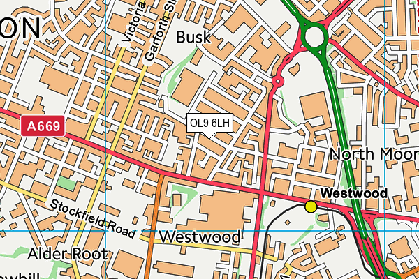 OL9 6LH map - OS VectorMap District (Ordnance Survey)