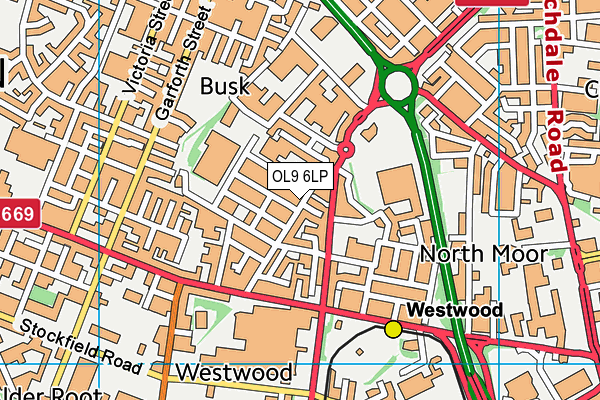 OL9 6LP map - OS VectorMap District (Ordnance Survey)