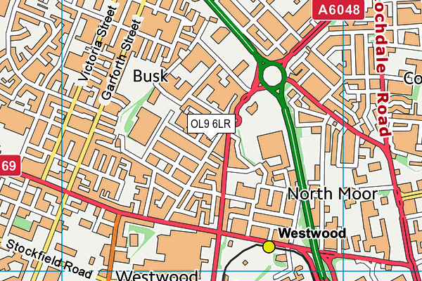 OL9 6LR map - OS VectorMap District (Ordnance Survey)