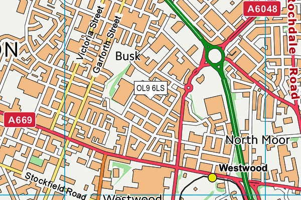 OL9 6LS map - OS VectorMap District (Ordnance Survey)