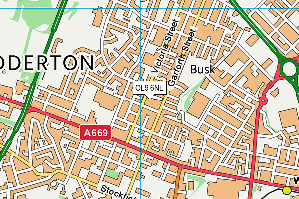 OL9 6NL map - OS VectorMap District (Ordnance Survey)