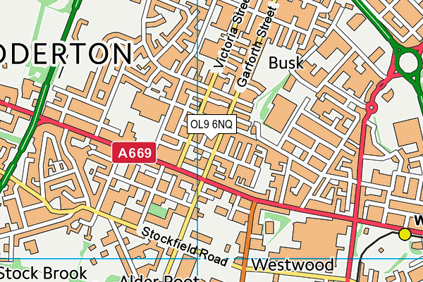 OL9 6NQ map - OS VectorMap District (Ordnance Survey)