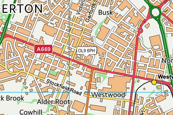 OL9 6PH map - OS VectorMap District (Ordnance Survey)