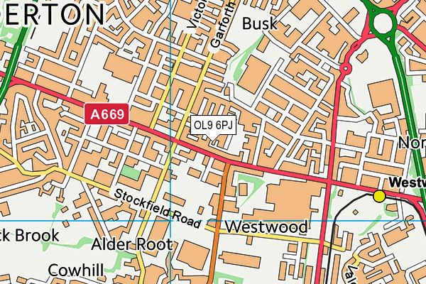 OL9 6PJ map - OS VectorMap District (Ordnance Survey)