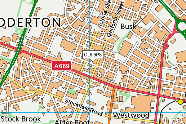 OL9 6PS map - OS VectorMap District (Ordnance Survey)