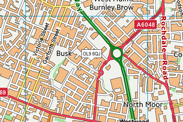 OL9 6QJ map - OS VectorMap District (Ordnance Survey)