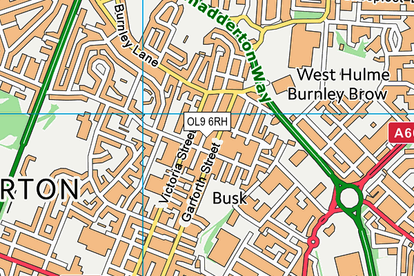 OL9 6RH map - OS VectorMap District (Ordnance Survey)