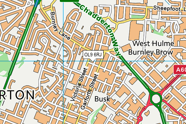 OL9 6RJ map - OS VectorMap District (Ordnance Survey)