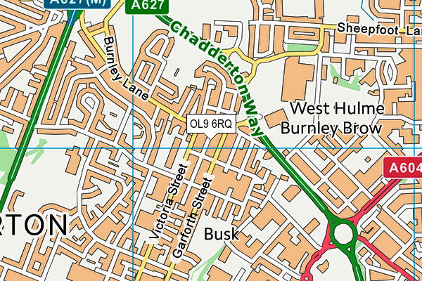 OL9 6RQ map - OS VectorMap District (Ordnance Survey)