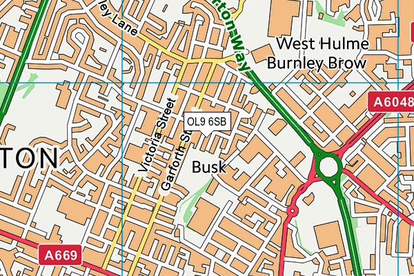 OL9 6SB map - OS VectorMap District (Ordnance Survey)