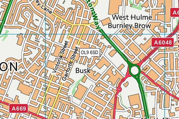 OL9 6SD map - OS VectorMap District (Ordnance Survey)