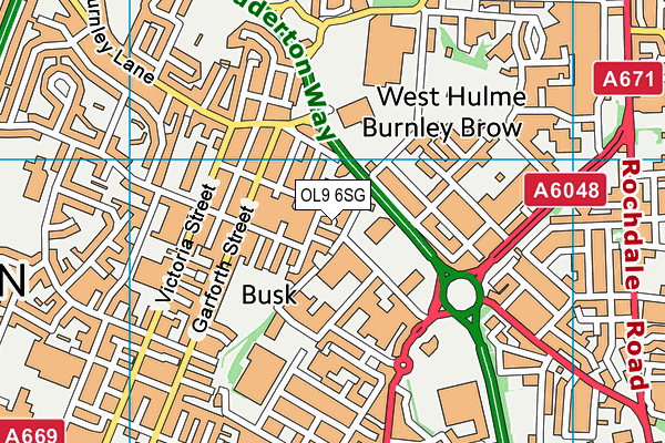 OL9 6SG map - OS VectorMap District (Ordnance Survey)