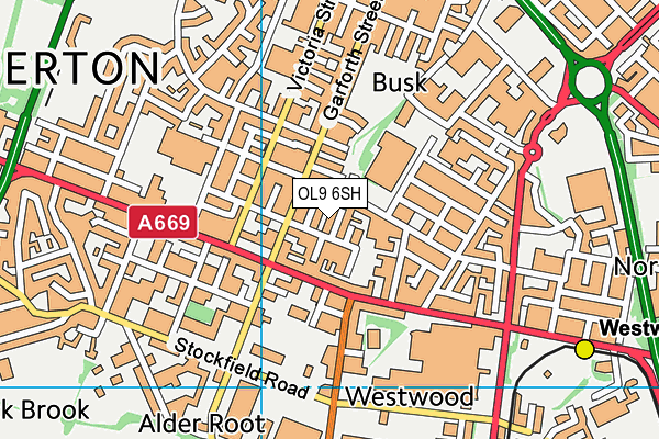 OL9 6SH map - OS VectorMap District (Ordnance Survey)