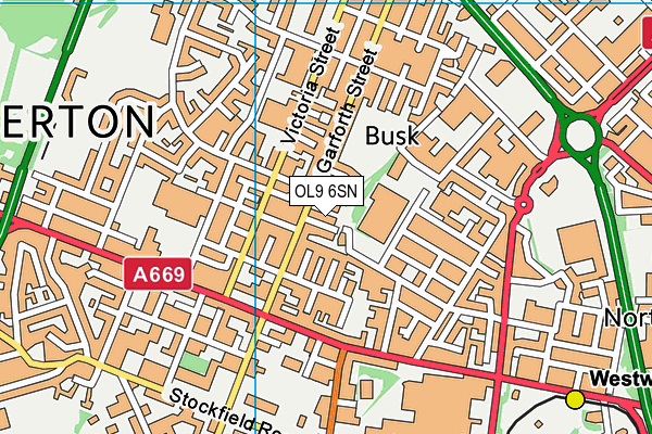 OL9 6SN map - OS VectorMap District (Ordnance Survey)