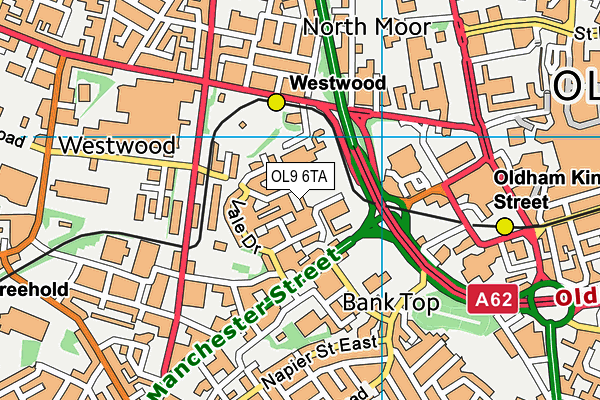 OL9 6TA map - OS VectorMap District (Ordnance Survey)