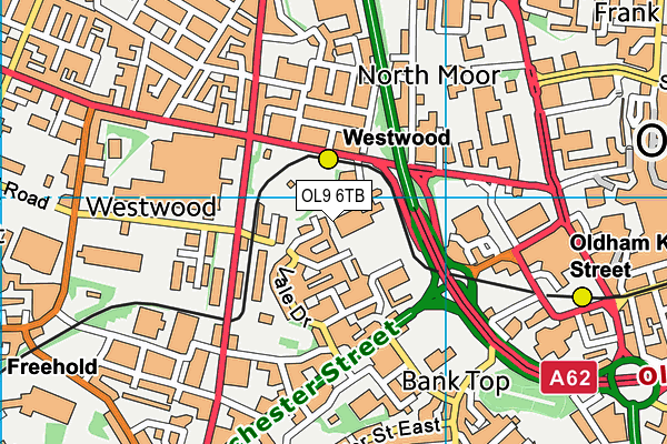 OL9 6TB map - OS VectorMap District (Ordnance Survey)