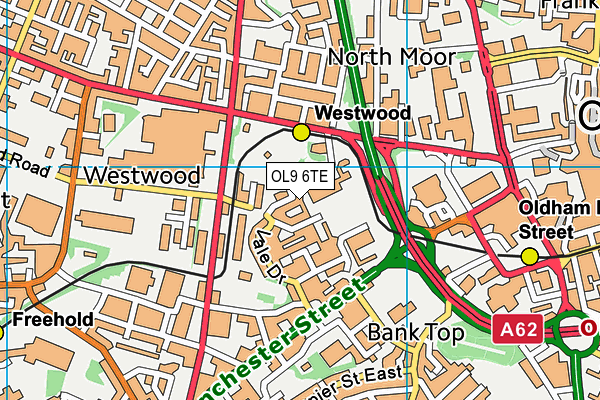 OL9 6TE map - OS VectorMap District (Ordnance Survey)