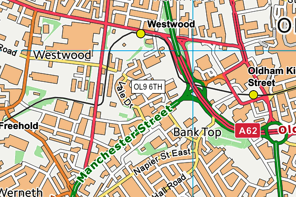 OL9 6TH map - OS VectorMap District (Ordnance Survey)