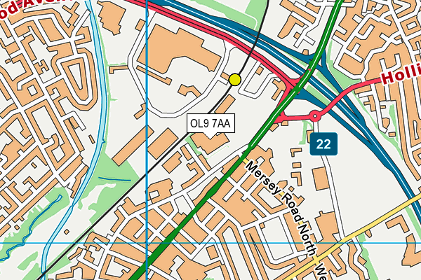 OL9 7AA map - OS VectorMap District (Ordnance Survey)