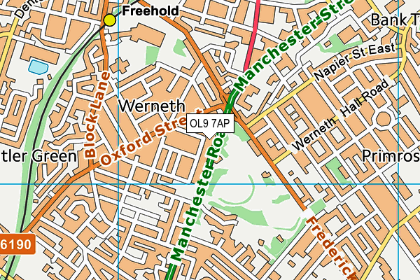 OL9 7AP map - OS VectorMap District (Ordnance Survey)