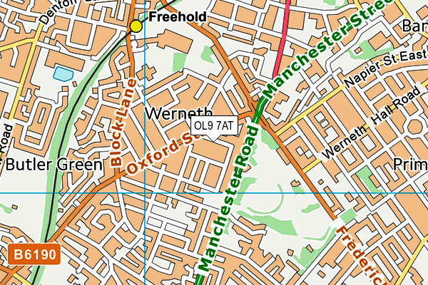 OL9 7AT map - OS VectorMap District (Ordnance Survey)