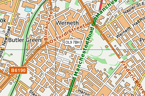 OL9 7BH map - OS VectorMap District (Ordnance Survey)