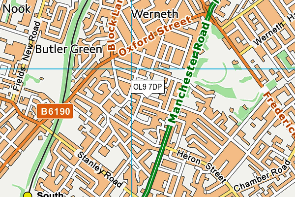 OL9 7DP map - OS VectorMap District (Ordnance Survey)